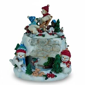 Vintage Avon Musical Snowman Figurine Frosty The Snowman Christmas Decor w/ Box